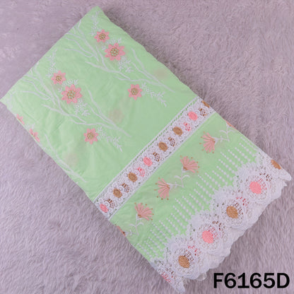 Zari Thread Embroidered Cut Work Cotton Fabric - F6165