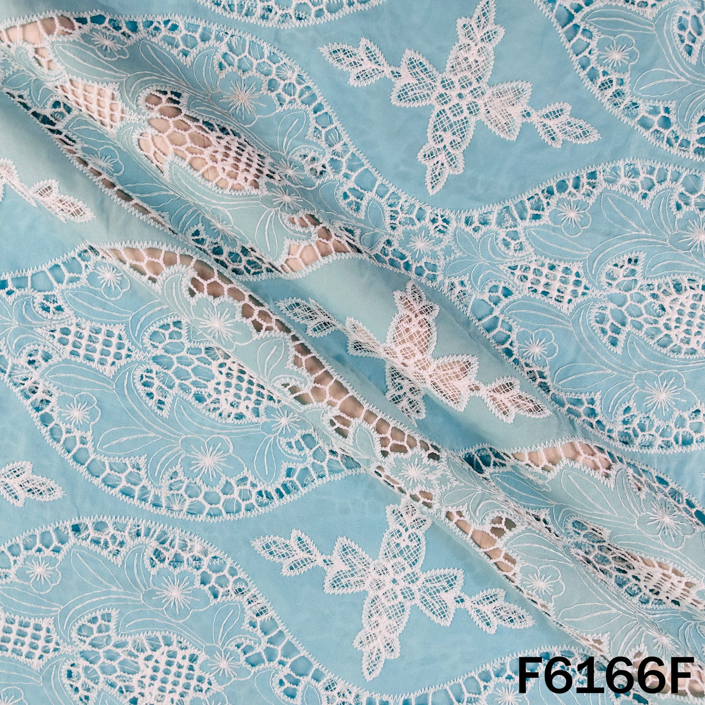 Imported Cut Work Crepe Fabric - F6166