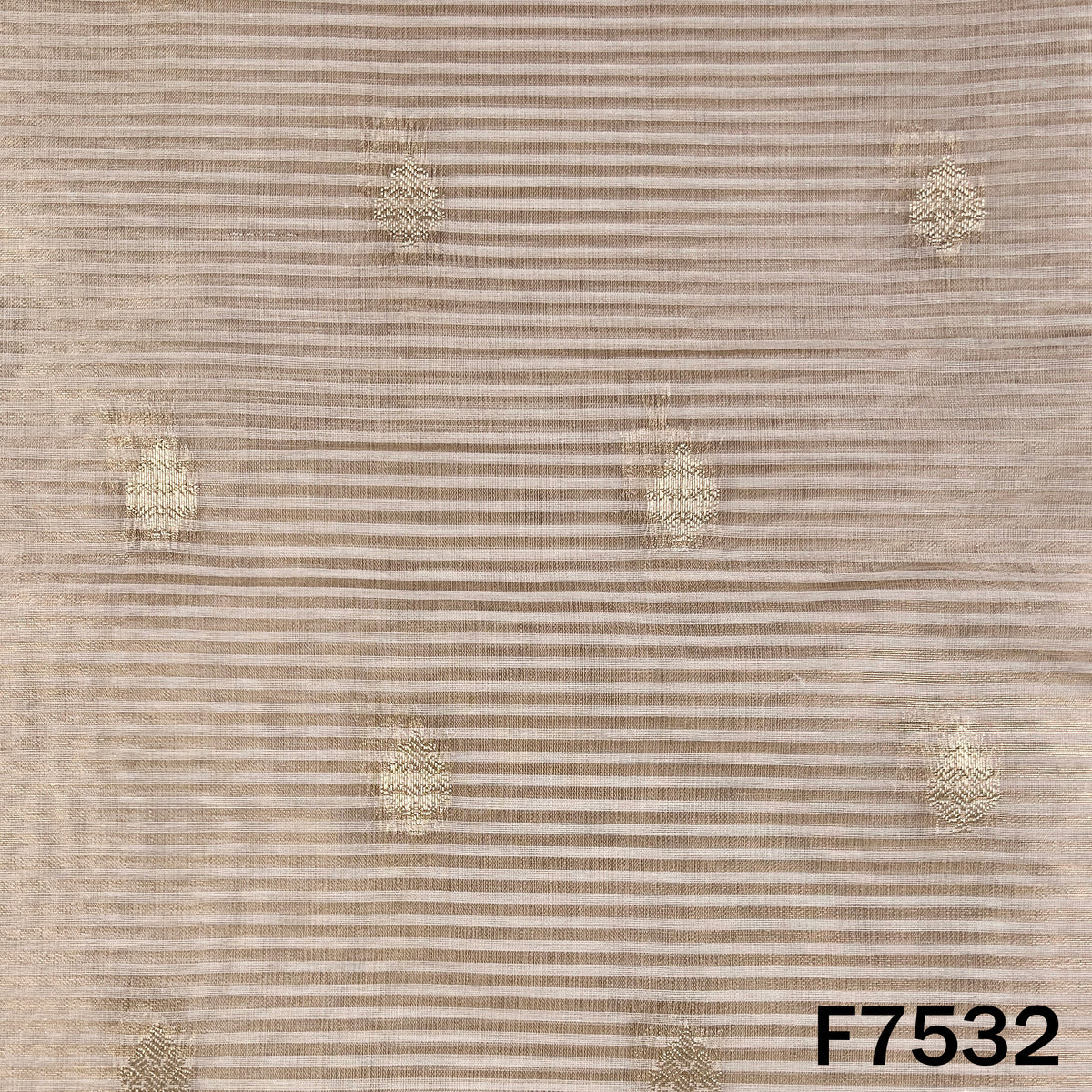 Zari Buti Stripes Tissue Organza Fabric - F7532