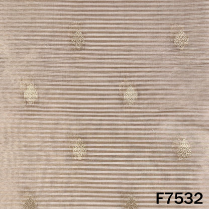 Zari Buti Stripes Tissue Organza Fabric - F7532