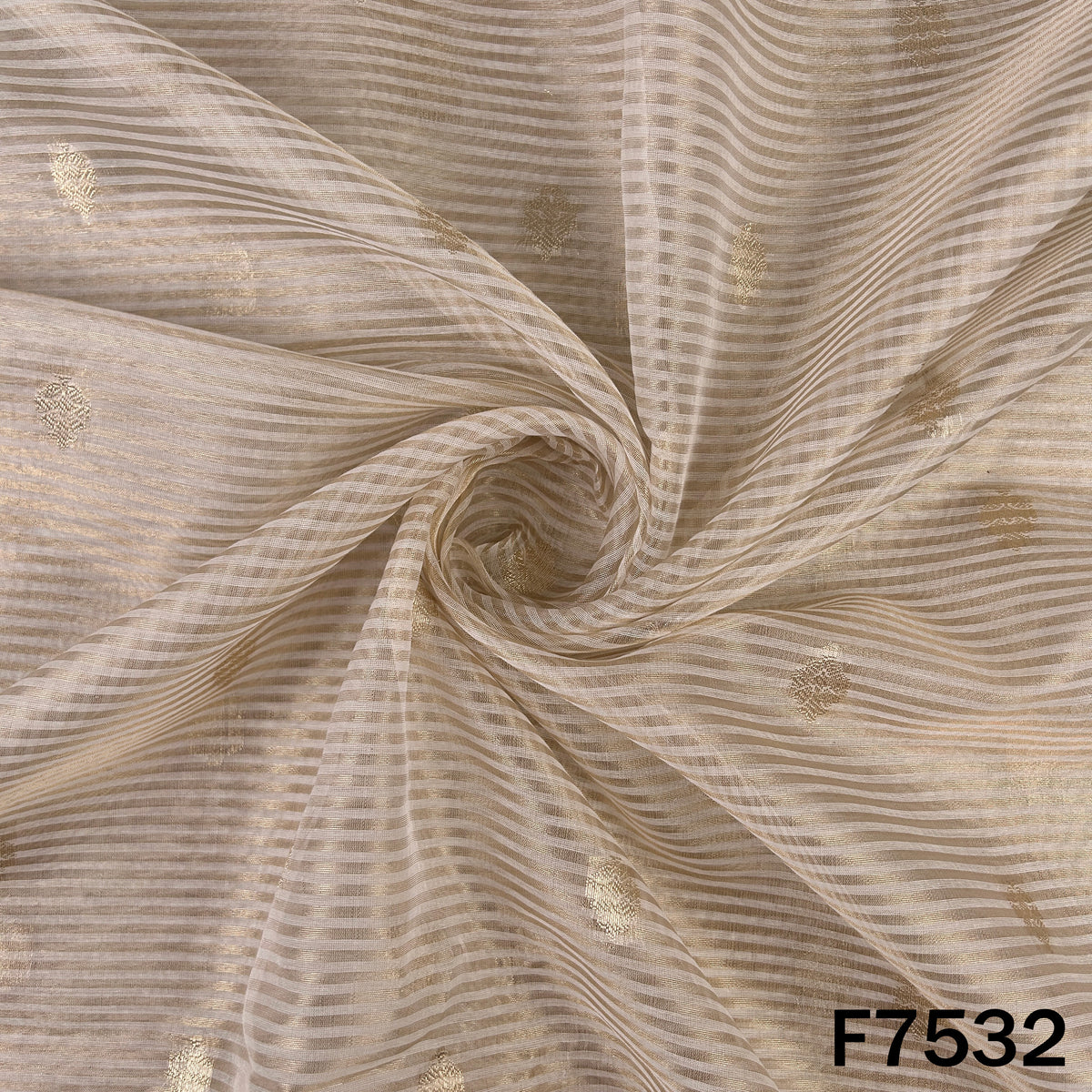 Zari Buti Stripes Tissue Organza Fabric - F7532
