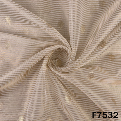 Zari Buti Stripes Tissue Organza Fabric - F7532