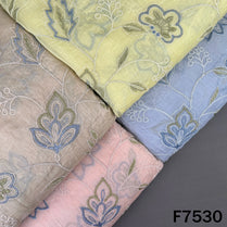 Thread Embroidered Mul Chanderi Fabric - F7530