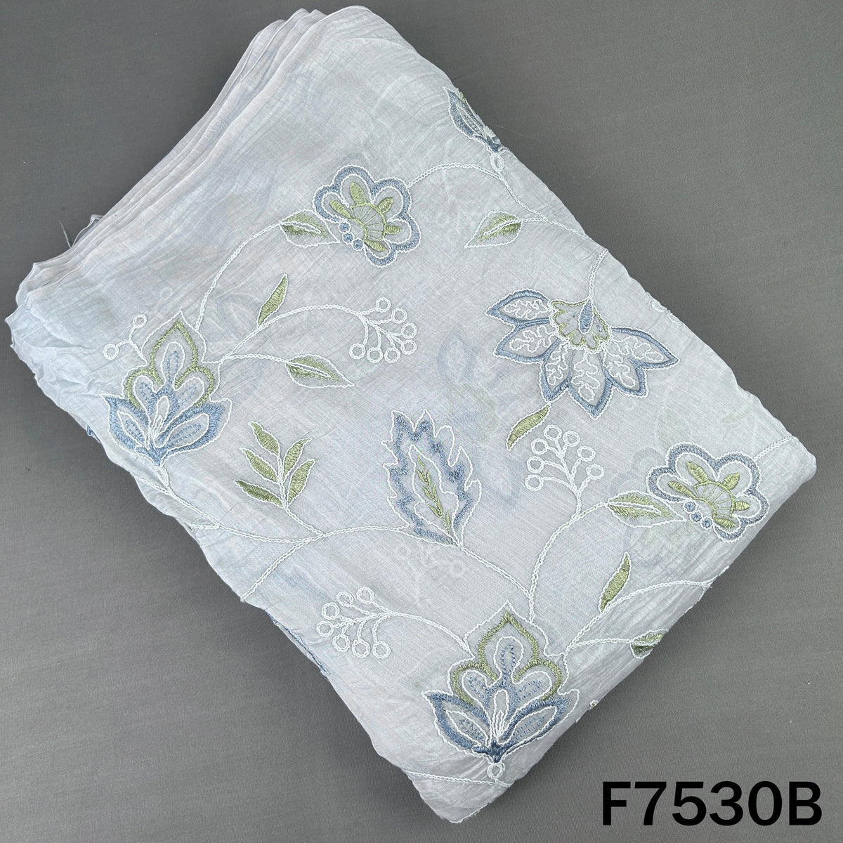 Thread Embroidered Mul Chanderi Fabric - F7530