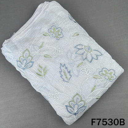Thread Embroidered Mul Chanderi Fabric - F7530