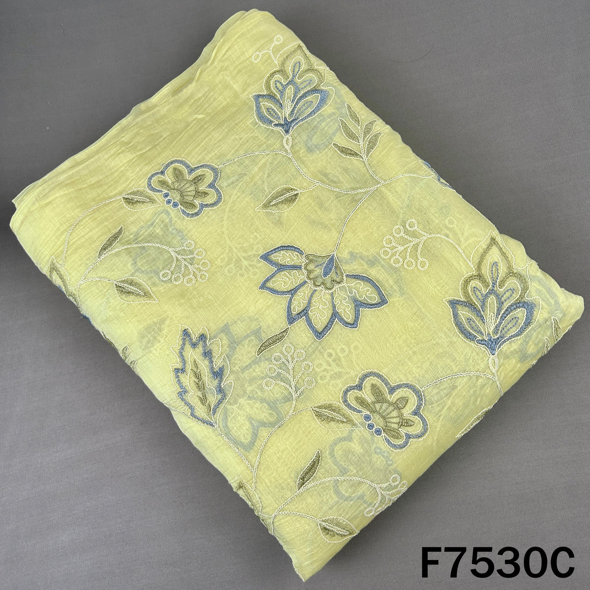 Thread Embroidered Mul Chanderi Fabric - F7530