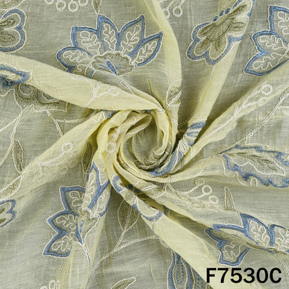 Thread Embroidered Mul Chanderi Fabric - F7530