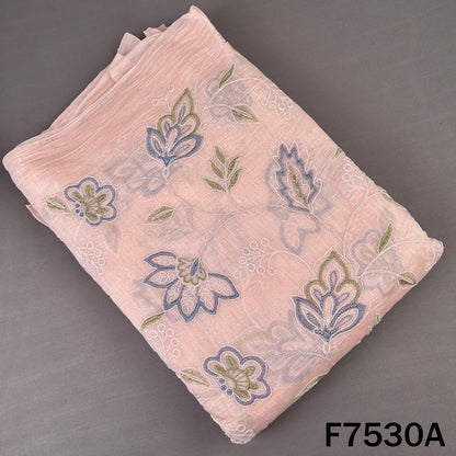Thread Embroidered Mul Chanderi Fabric - F7530
