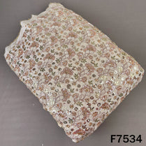 Dyeable Cut Dana Zari Sequins Embroidered Shimmer Tissue Fabric - F7534