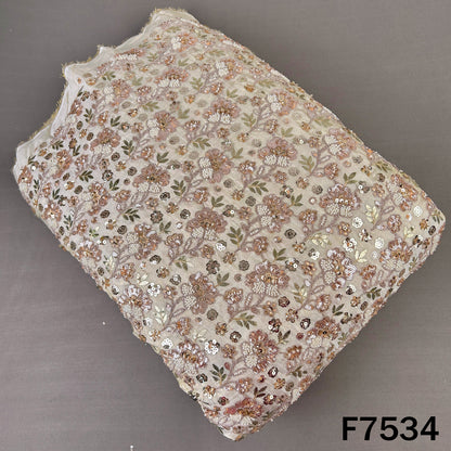 Dyeable Cut Dana Zari Sequins Embroidered Shimmer Tissue Fabric - F7534