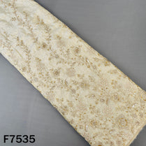Dyeable Cut Dana Pearl Zari Sequins Embroidered Shimmer Tissue Fabric - F7535