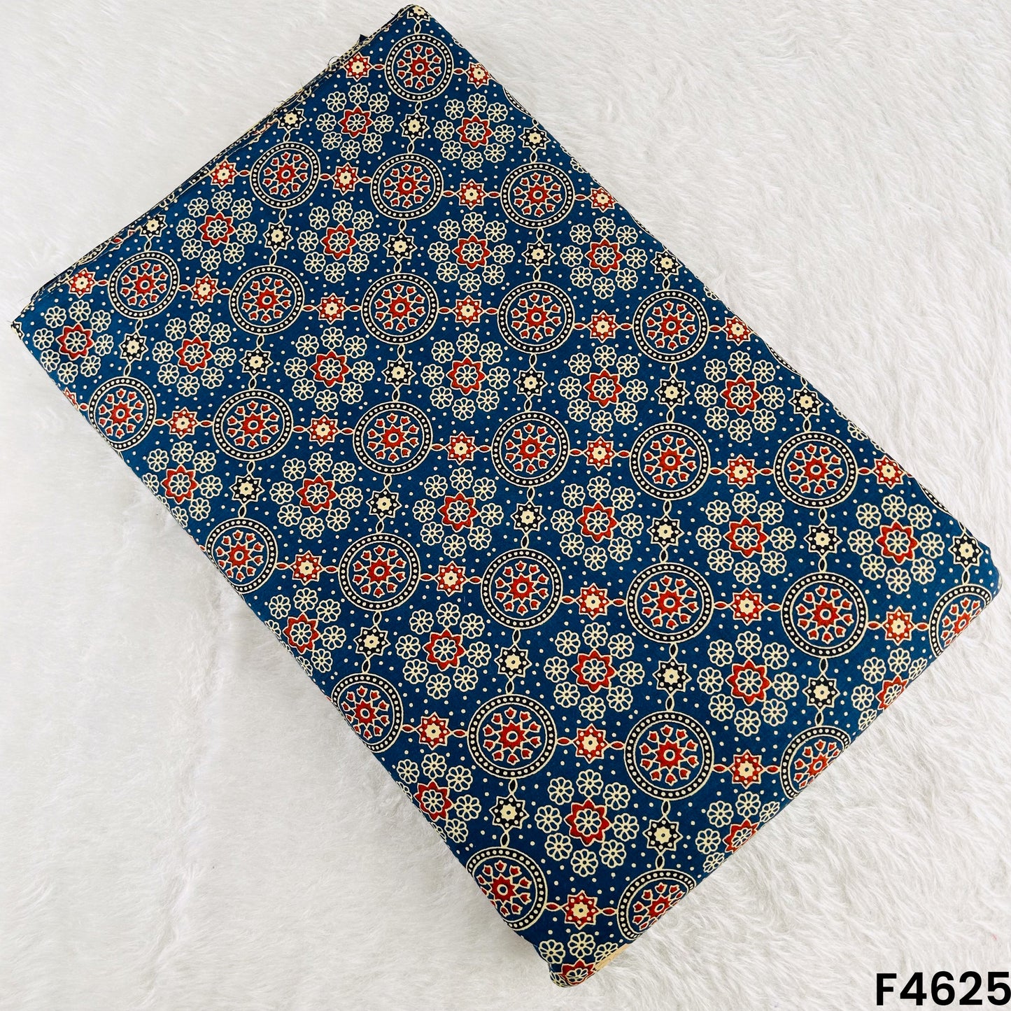 Ajrak Print Cambric Cotton Fabric- F4625