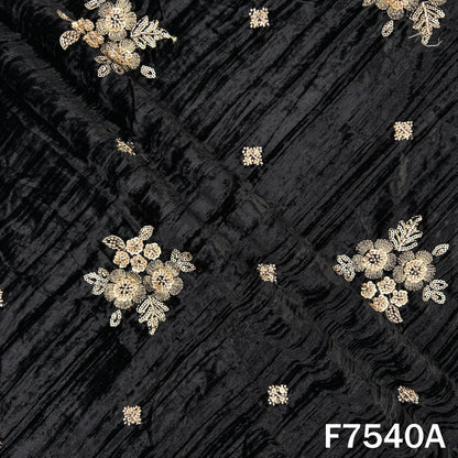 Cut Dana Zari Sequins Embroidered Crush Velvet Fabric - F7540