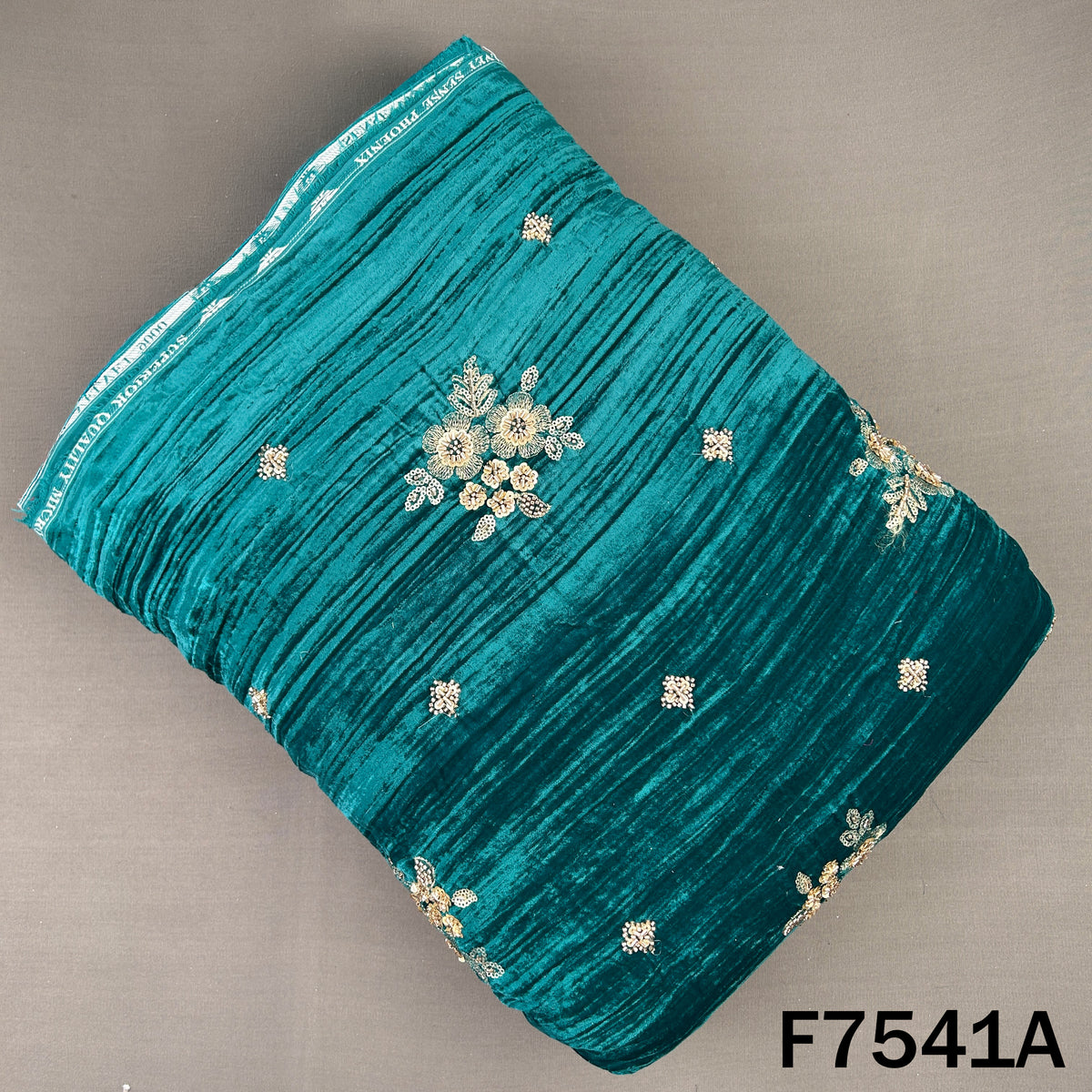Cut Dana Zari Sequins Embroidered Crush Velvet Fabric - F7541