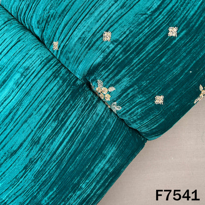 Cut Dana Zari Sequins Embroidered Crush Velvet Fabric - F7541
