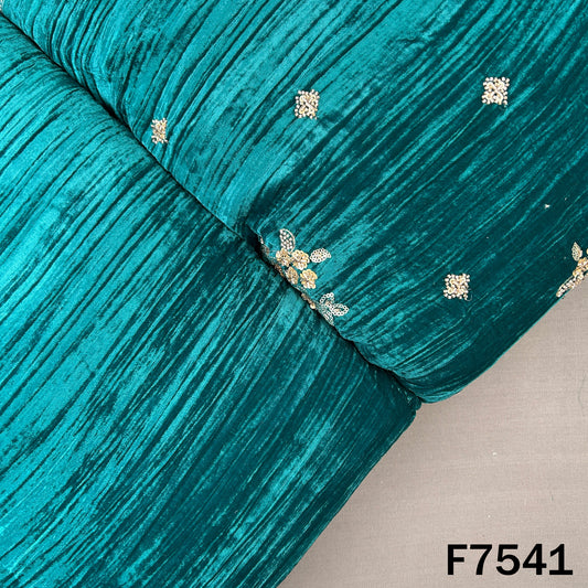 Cut Dana Zari Sequins Embroidered Crush Velvet Fabric - F7541