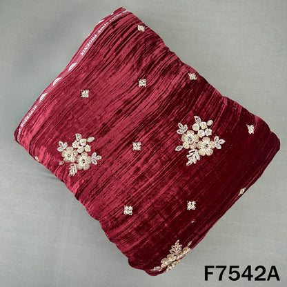 Cut Dana Zari Sequins Embroidered Crush Velvet Fabric - F7542