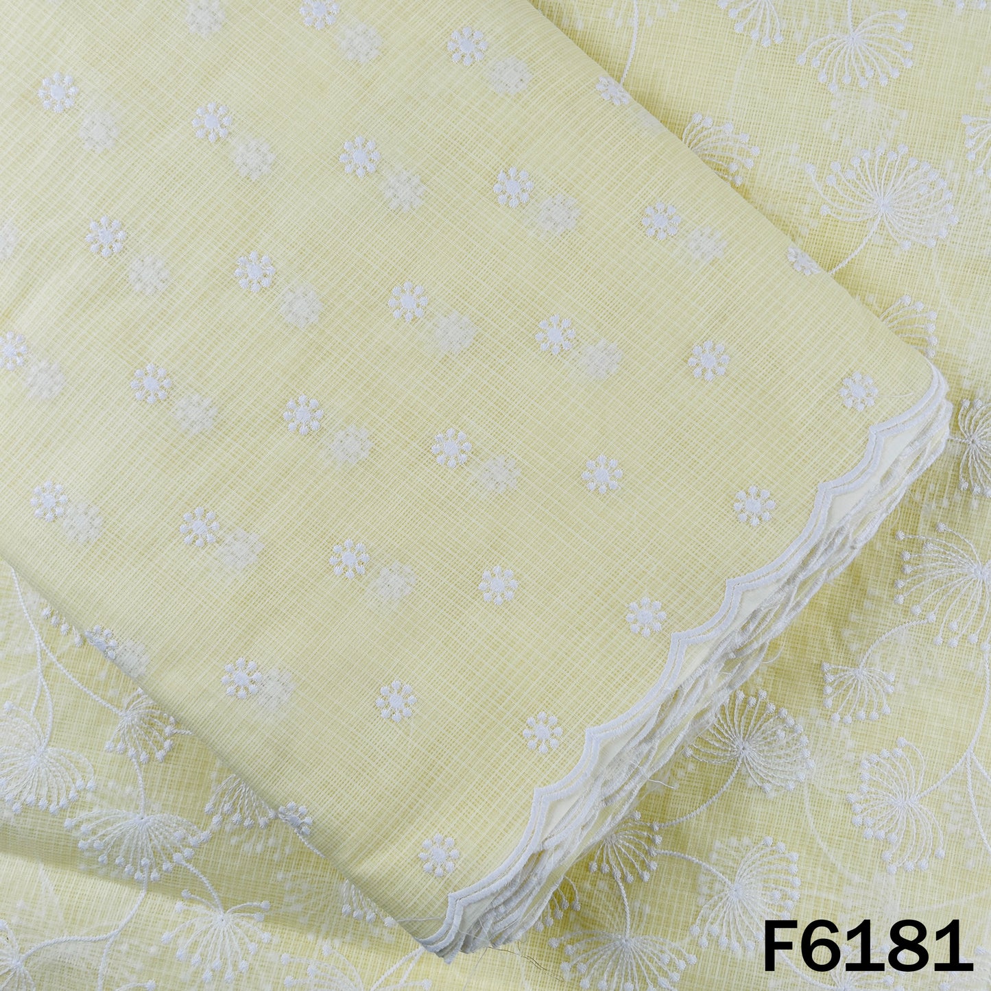 Thread Embroidered Kota Cotton Fabric - F6181