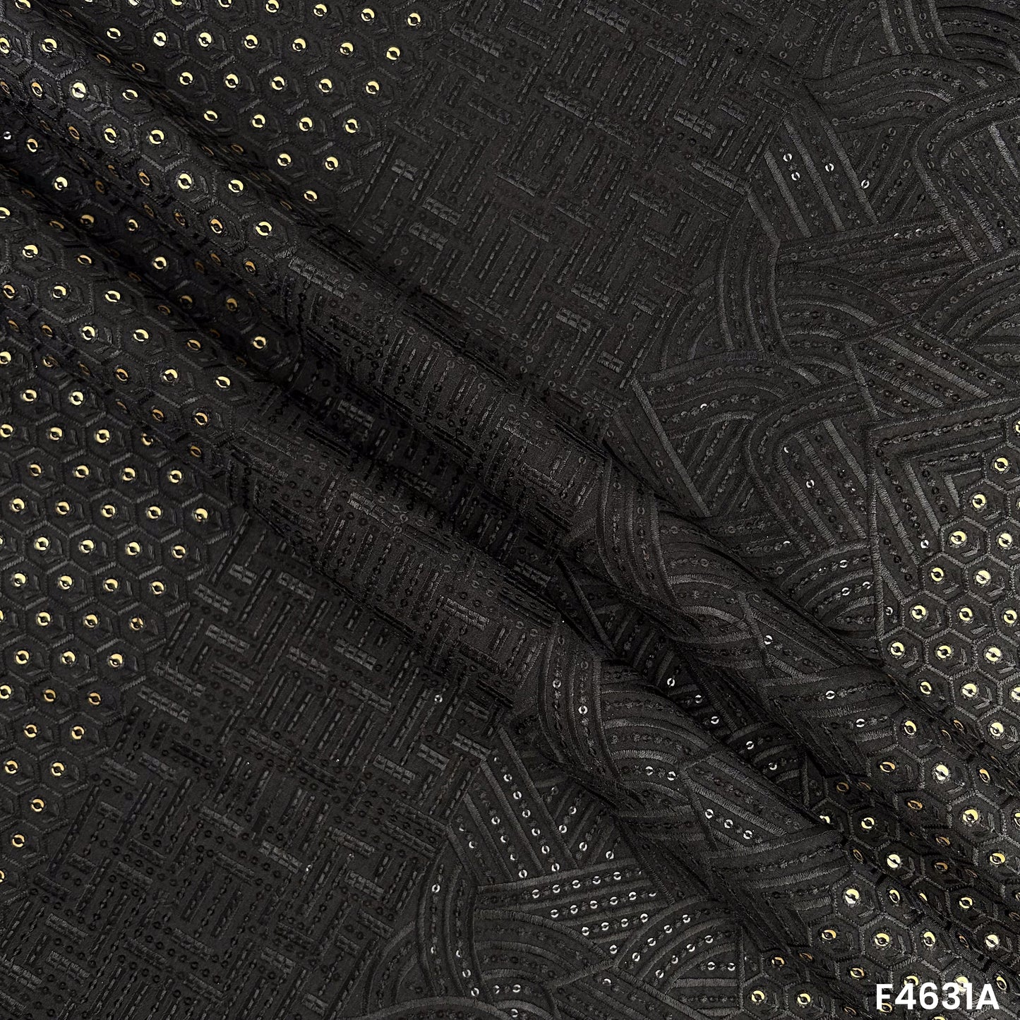 Thread Sequins Embroidered Raw Silk- F4631