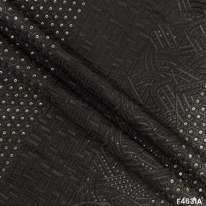 Thread Sequins Embroidered Raw Silk- F4631