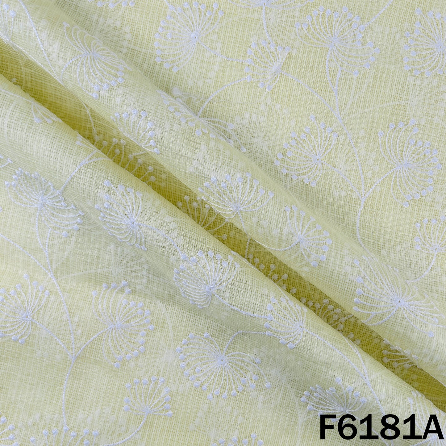 Thread Embroidered Kota Cotton Fabric - F6181
