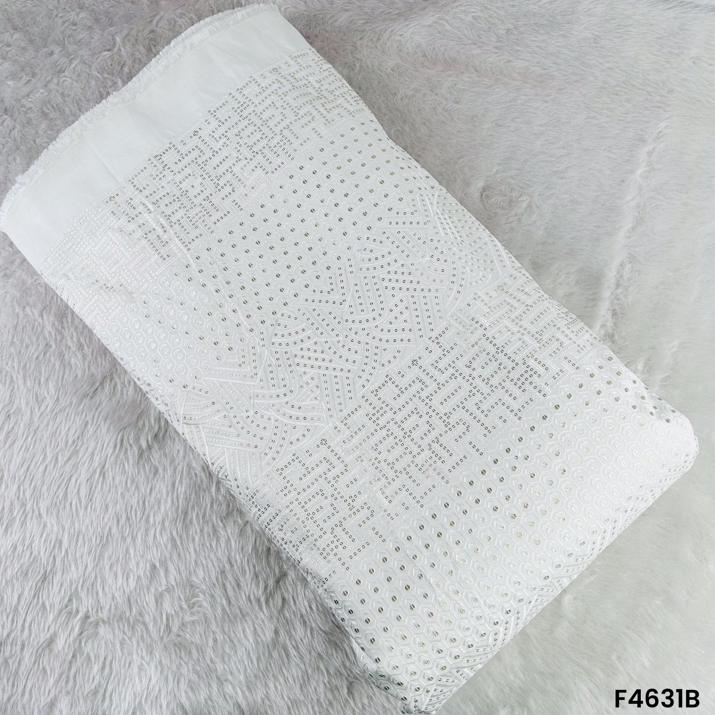 Thread Sequins Embroidered Raw Silk- F4631