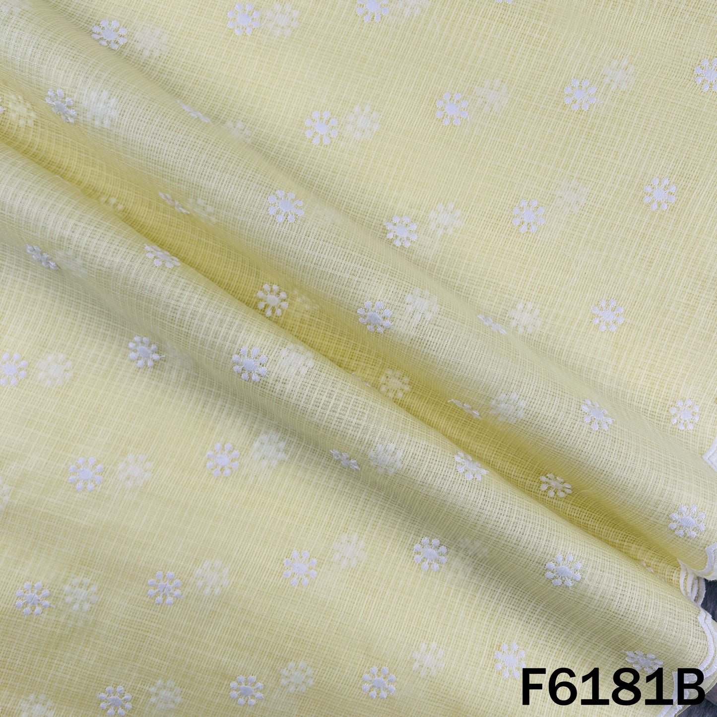 Thread Embroidered Kota Cotton Fabric - F6181