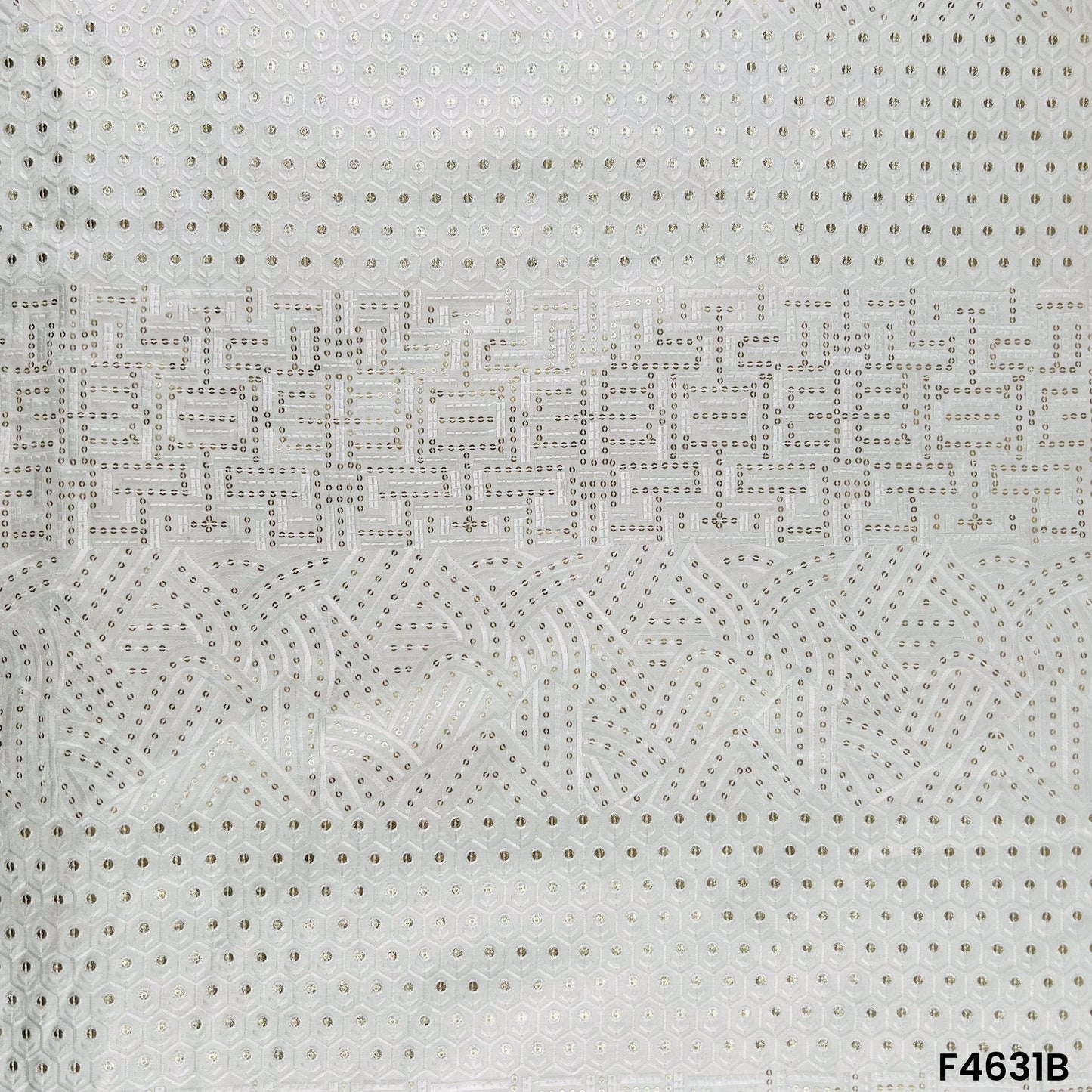 Thread Sequins Embroidered Raw Silk- F4631