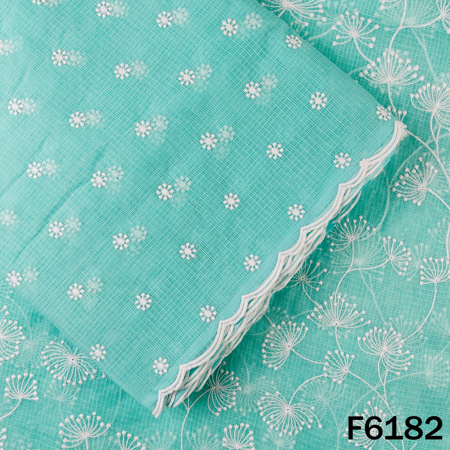 Thread Embroidered Kota Cotton Fabric - F6182