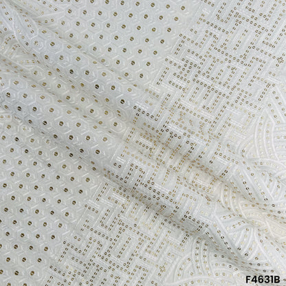 Thread Sequins Embroidered Raw Silk- F4631