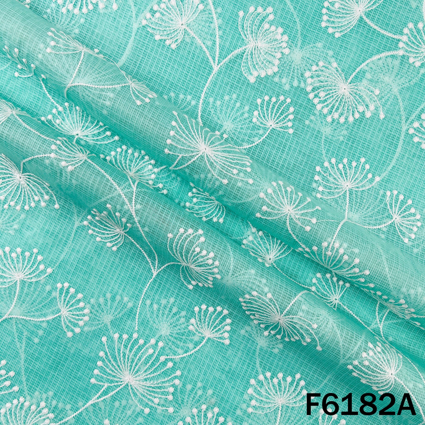 Thread Embroidered Kota Cotton Fabric - F6182