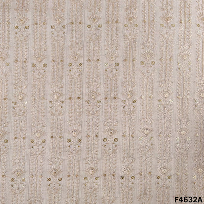 Thread Sequins Embroidered Cotton Silk- F4632