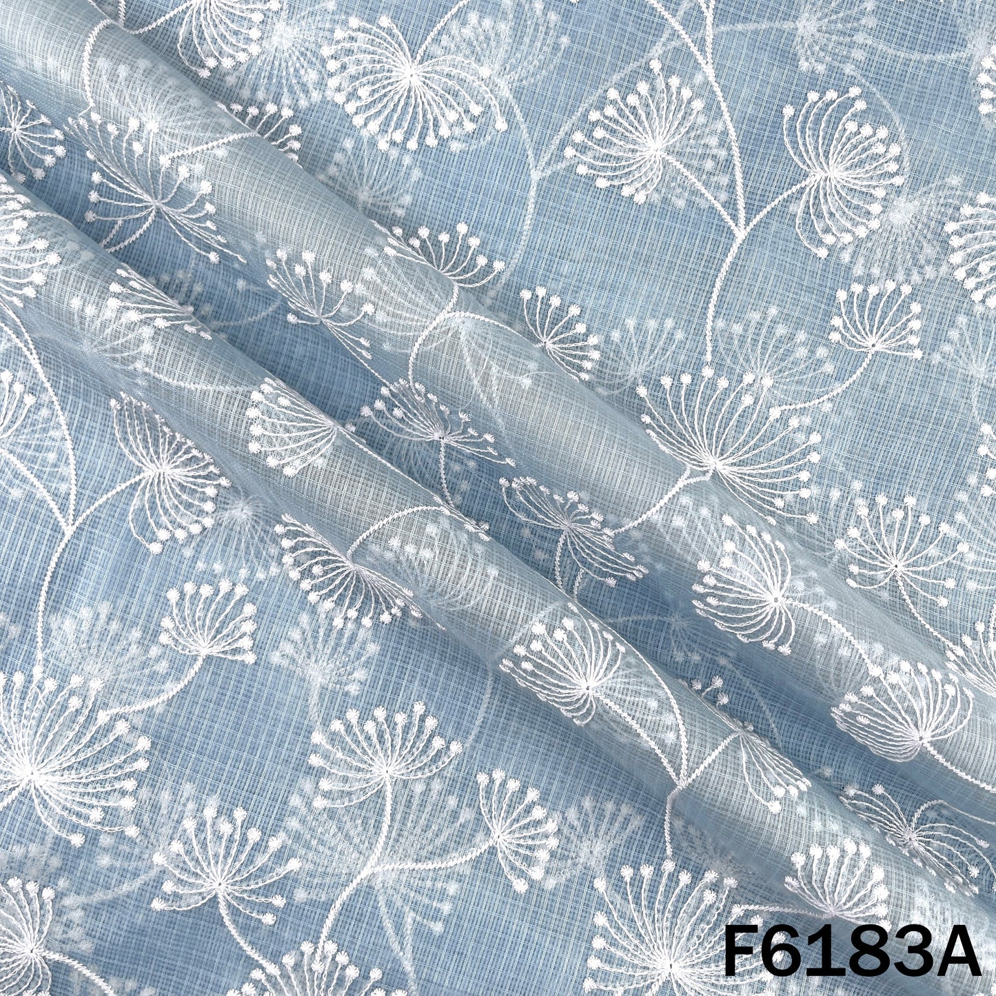 Thread Embroidered Kota Cotton Fabric - F6183