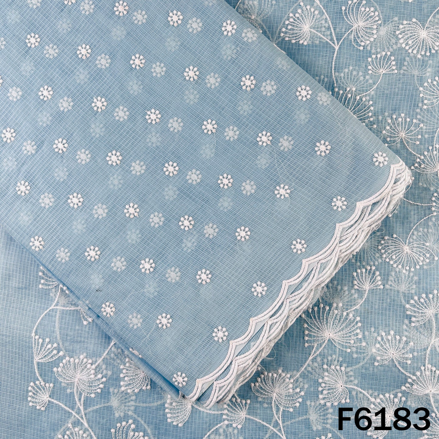 Thread Embroidered Kota Cotton Fabric - F6183