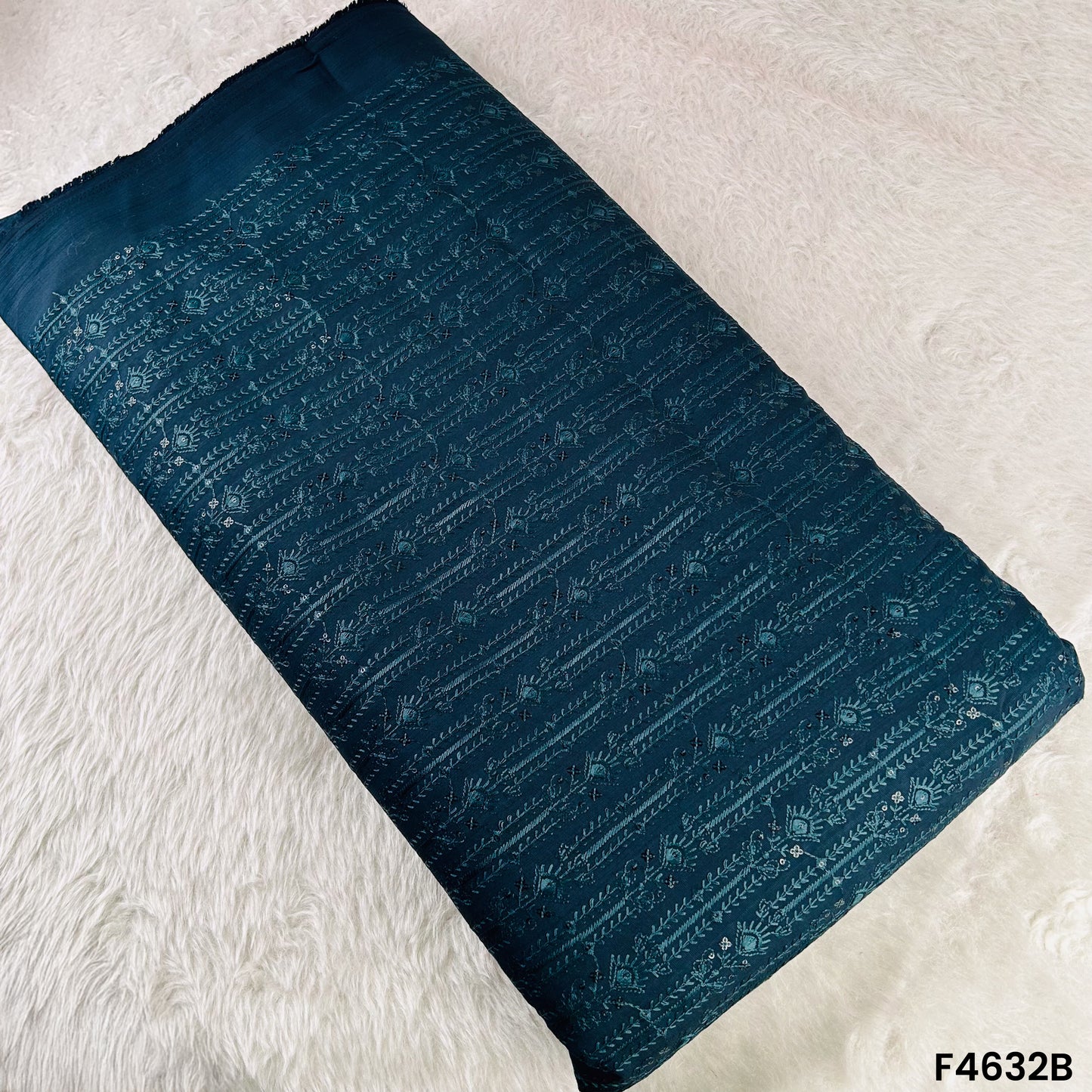 Thread Sequins Embroidered Cotton Silk- F4632