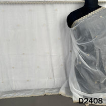 Dyeable Zari Sequins Work Organza Dupatta - D2408
