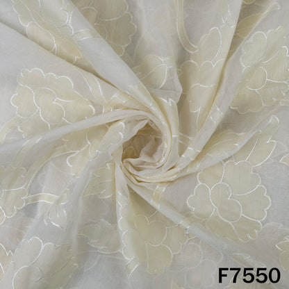 Dyeable Thread Pacth Work Mul Chanderi Fabric - F7550