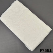 Dyeable Faux Mirror Pearl Thread Work Mul Chanderi Fabric - F7551