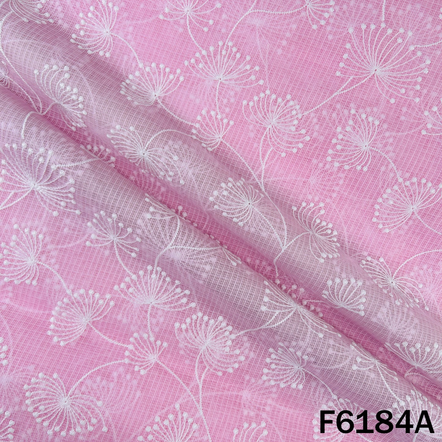 Thread Embroidered Kota Cotton Fabric - F6184