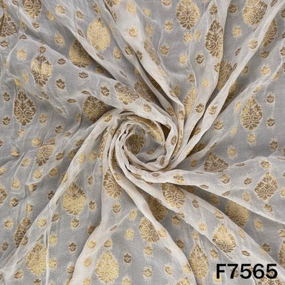 Dyeable Zari Work Georgette Fabric - F7565