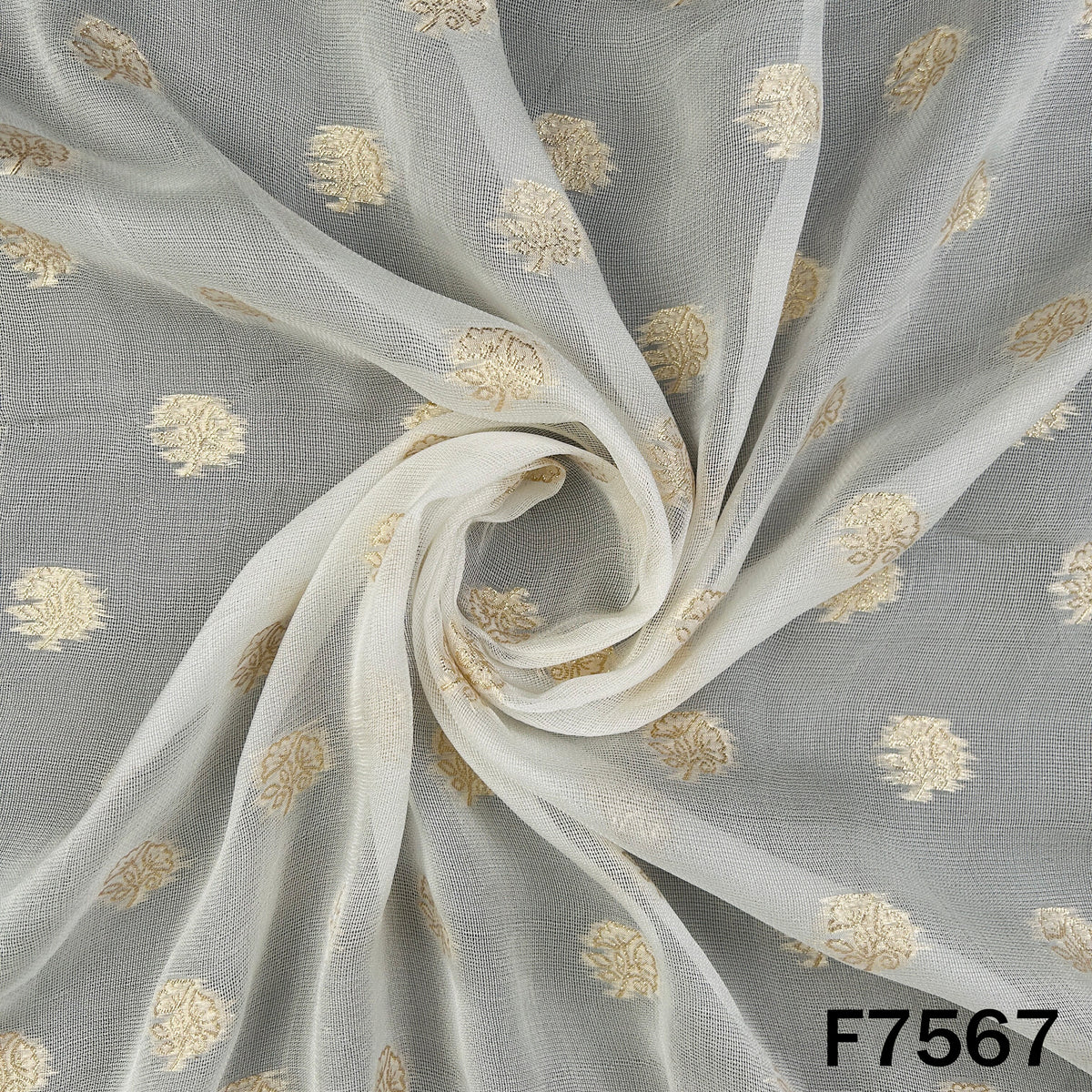 Dyeable Zari Work Jute Silk Fabric - F7567