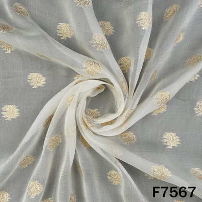 Dyeable Zari Work Jute Silk Fabric - F7567