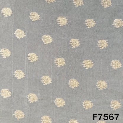 Dyeable Zari Work Jute Silk Fabric - F7567