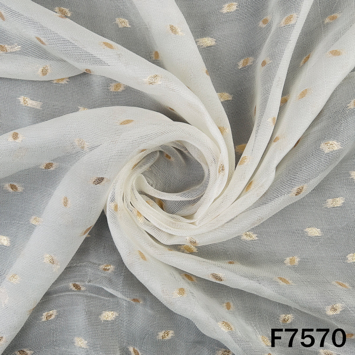 Dyeable Zari Work Jute Silk Fabric - F7570
