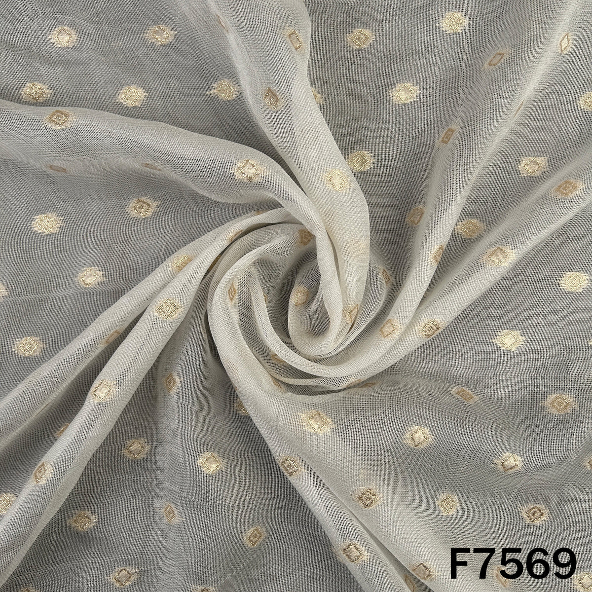 Dyeable Zari Work Jute Silk Fabric - F7569
