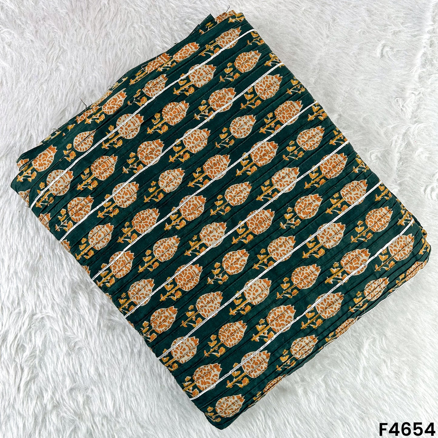 Printed Pintex Gota Patti Cotton Fabric- F4654