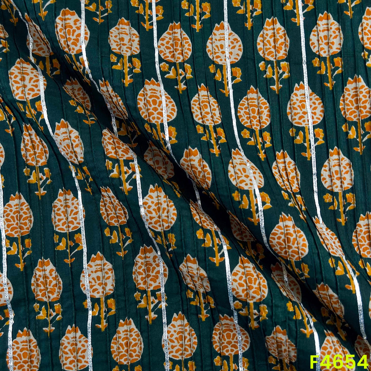 Printed Pintex Gota Patti Cotton Fabric- F4654
