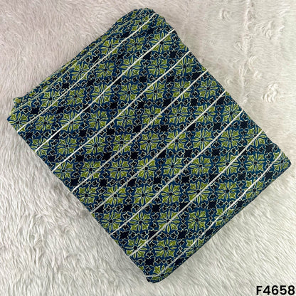 Printed Pintex Gota Patti Cotton Fabric- F4658