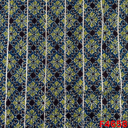 Printed Pintex Gota Patti Cotton Fabric- F4658