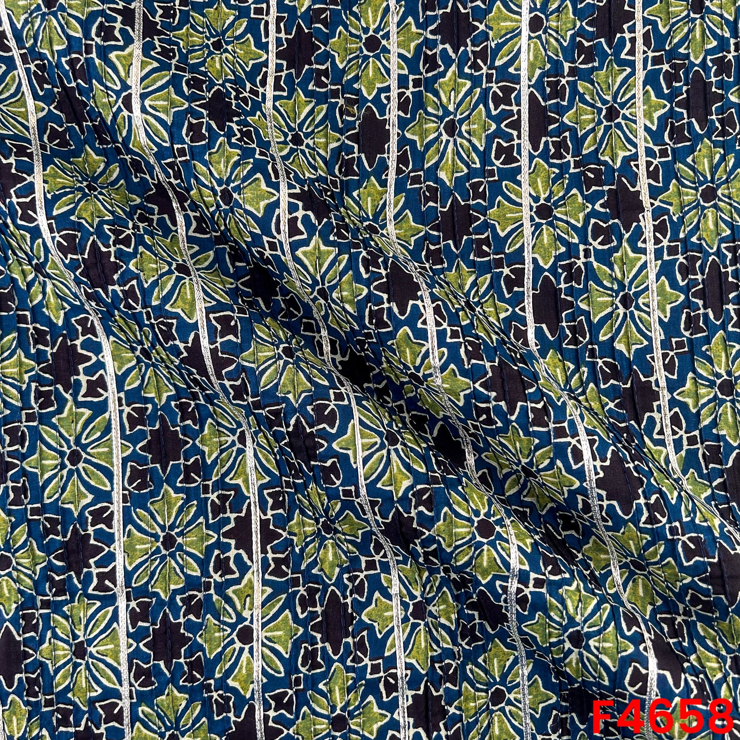 Printed Pintex Gota Patti Cotton Fabric- F4658